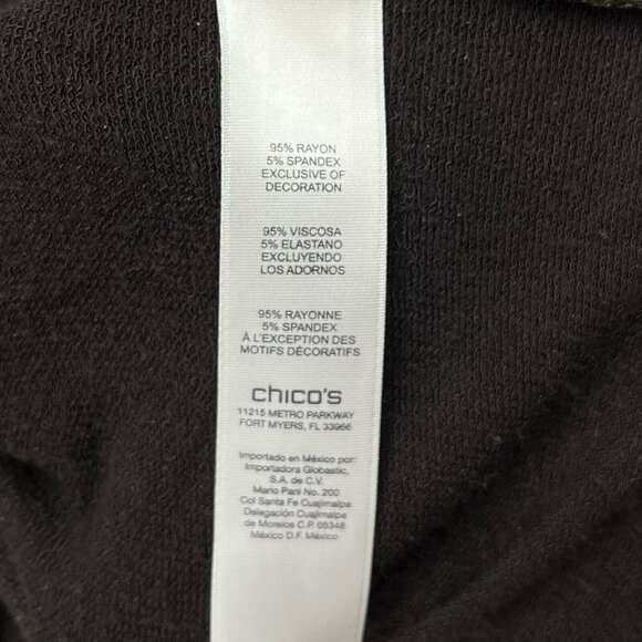 Zenergy Chico's Tops Womens Sz 1 Brown Animal Print Velvet Cowl Neck Long Sleeve - Picture 9 of 12